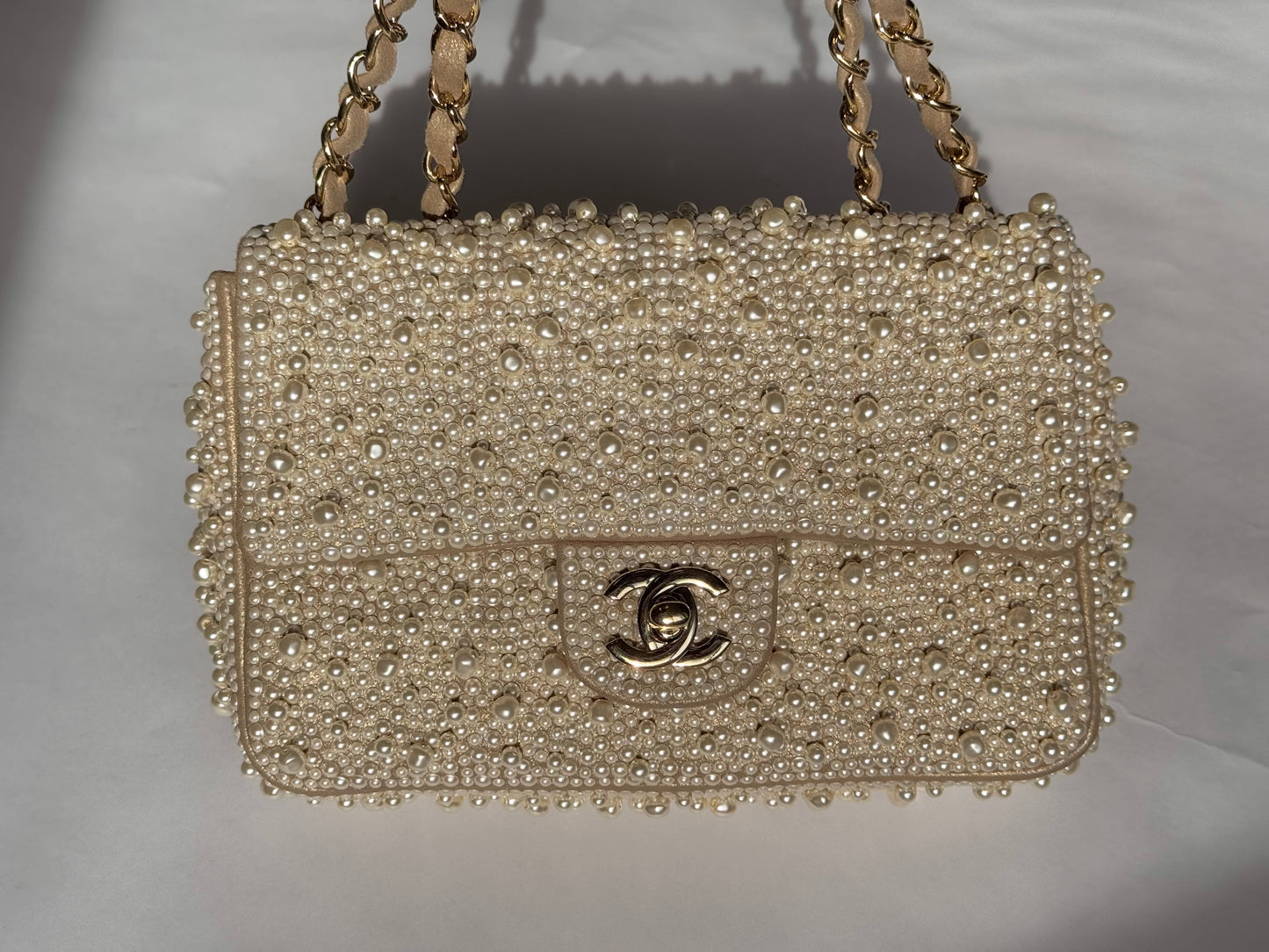 Chanel 17A Ritz Pearl Embellished Mini Rectangular Flap Bag