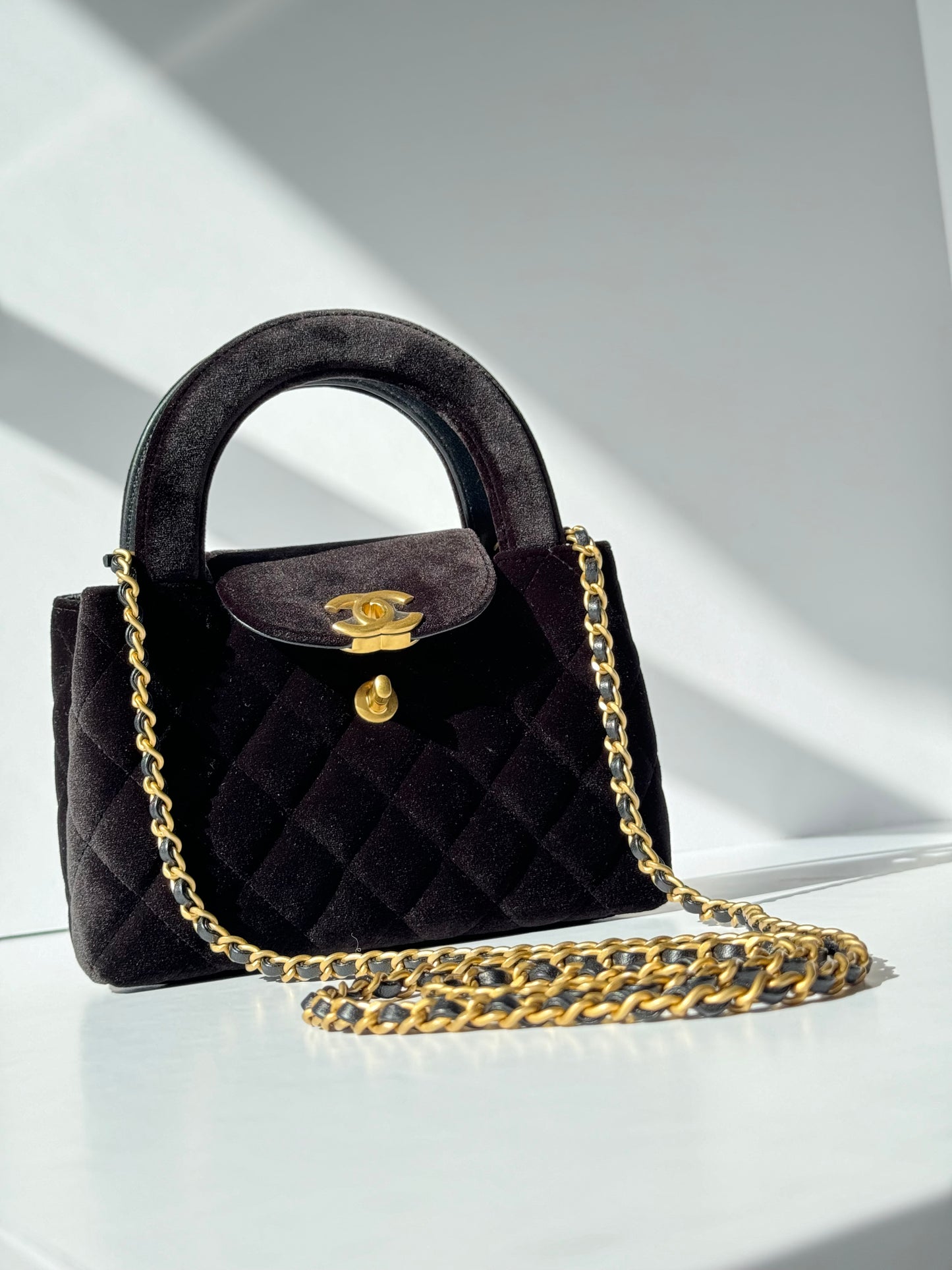 Chanel 2024 Black Velvet Mini Kelly