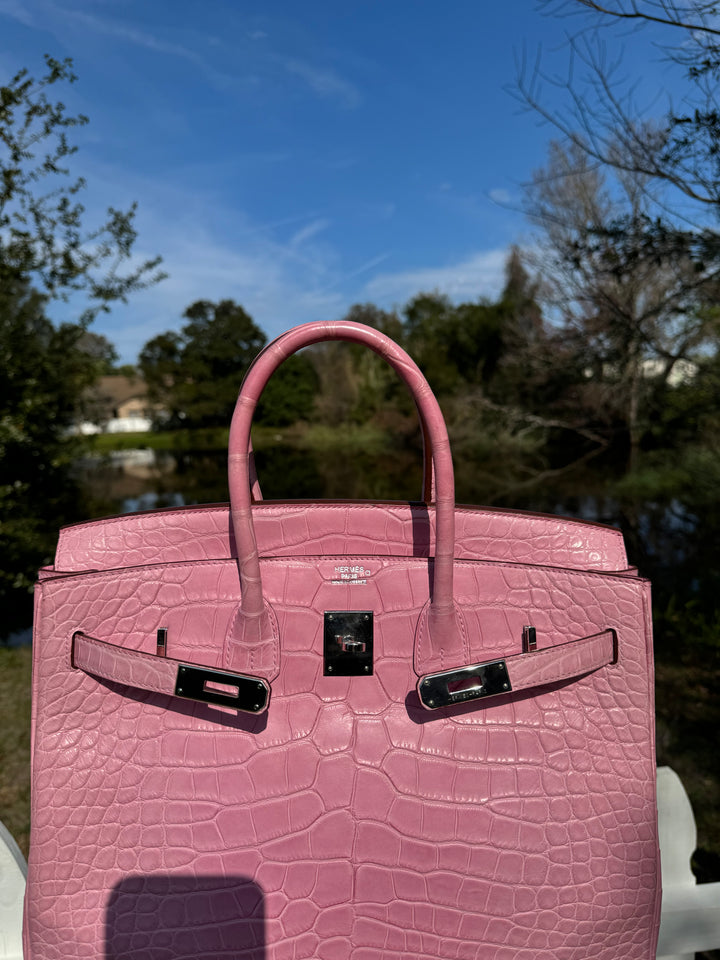 Hermes Bubblegum Matte Croc Birkin 35 PHW
