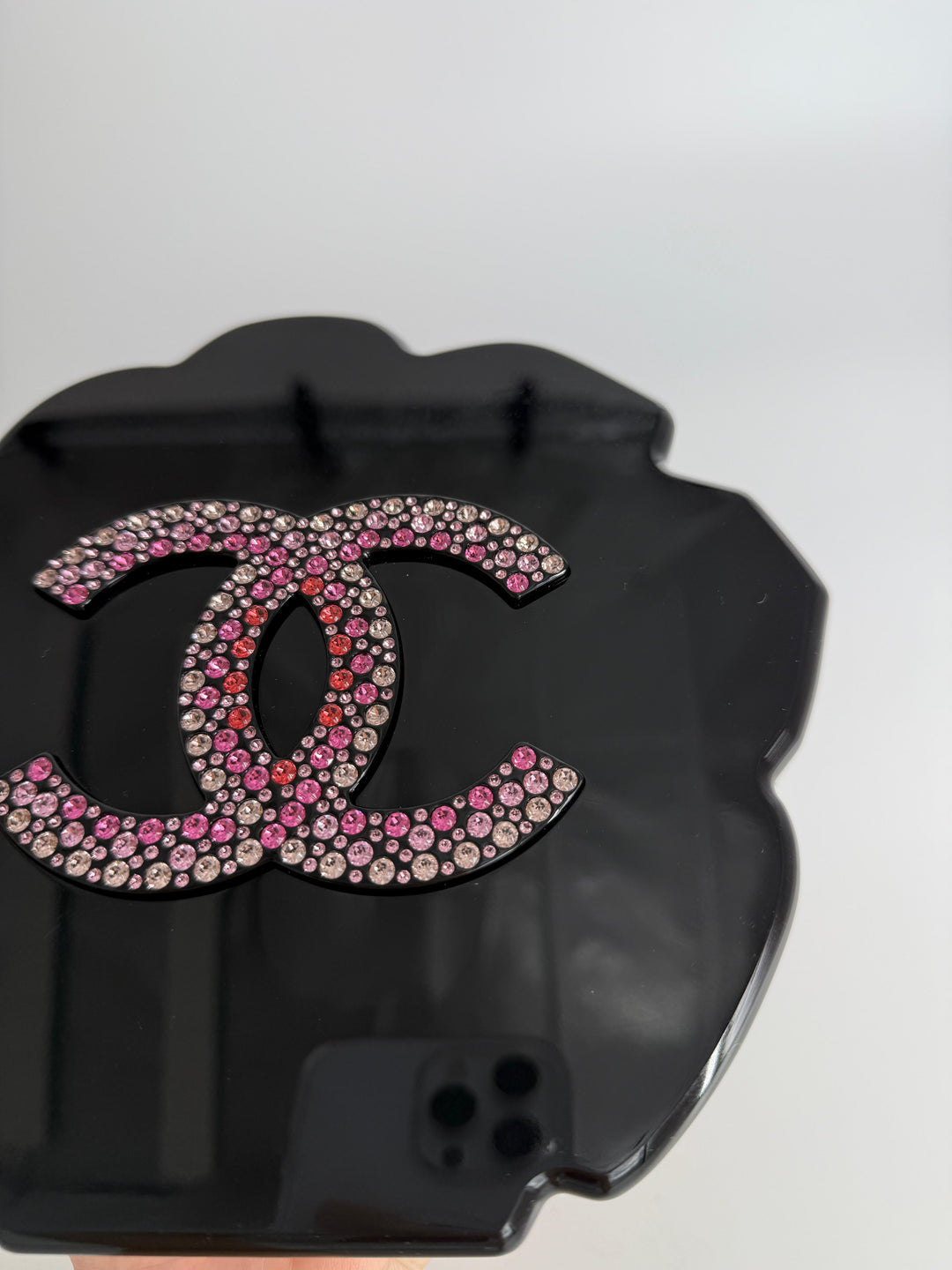 Chanel 2018 Runway Pink Strass & Resin Camelia Minaudiere