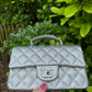 Chanel 21S Mini Metallic Silver Caviar Top Handle