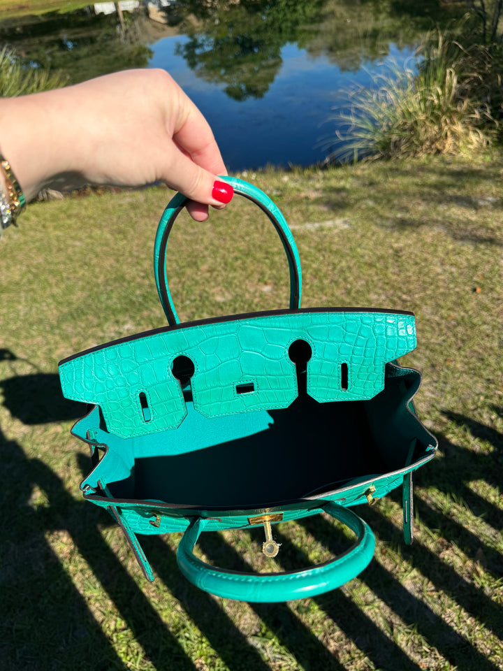 Hermes Matte Croc Blue Paon Birkin 30