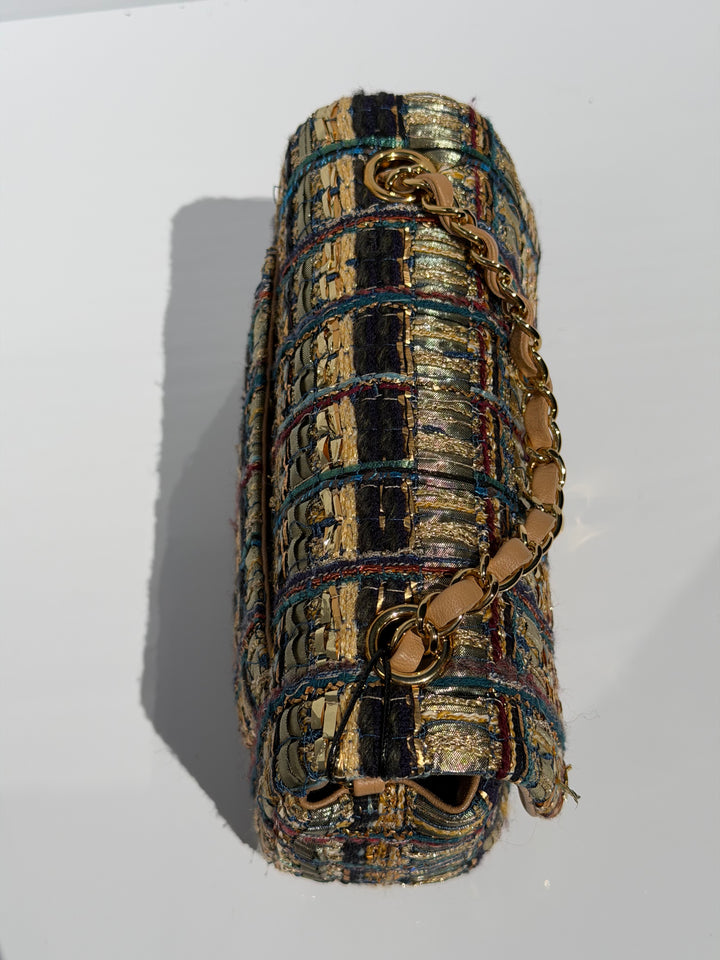Chanel 19A Egyptian Mini Rectangular Flap Multicolor Tweed with Gold Hardware 2019
