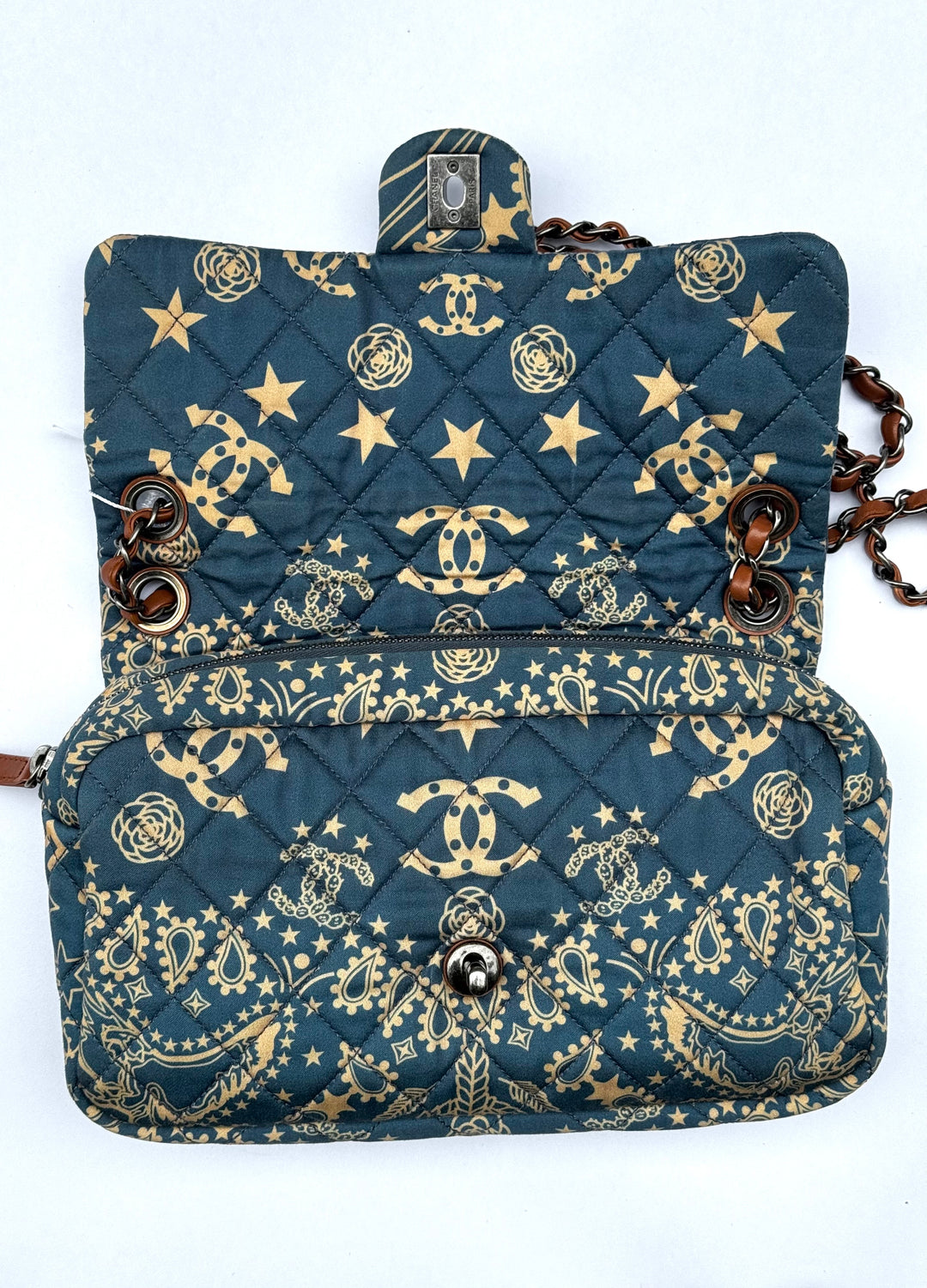 Chanel 2014 Paris Dallas Medium Teal Bandana Flap Bag