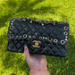 CHANEL 2019 PIERCING CHARMS BLACK MEDIUM CLASSIC DOUBLE FLAP BAG