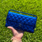 Chanel Classic Flap Patent Metallic Blue Frame Clutch