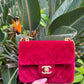 Chanel Red Mini Velvet Enamel Flap Bag