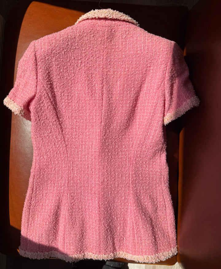 Chanel 1995 Spring “Barbie” Pink Tweed Skirt Suit