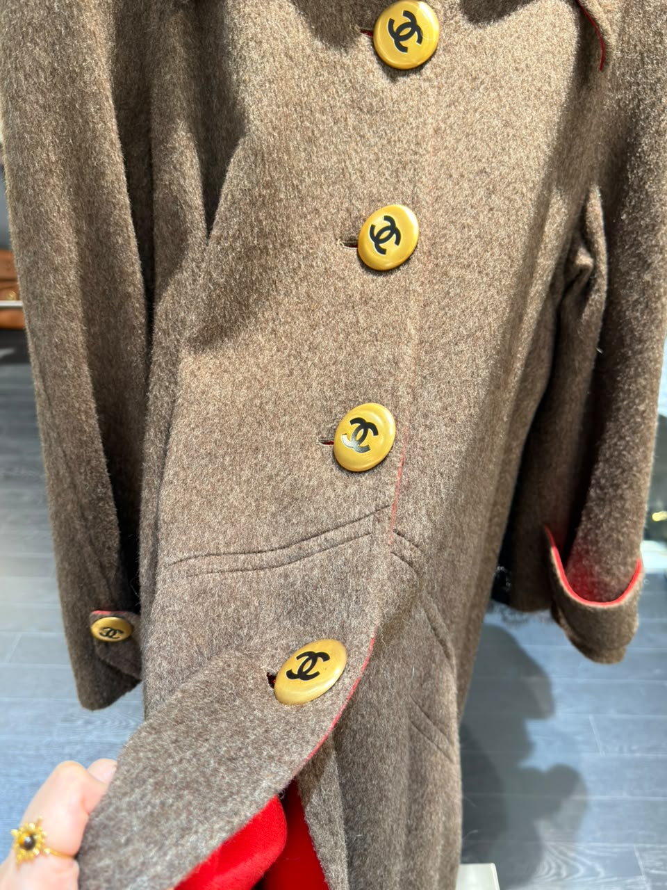 Chanel CC Military Brown Wool Runway Coat 1992