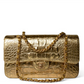 Chanel Metallic Gold Croc Embossed Medium Classic Flap Bag