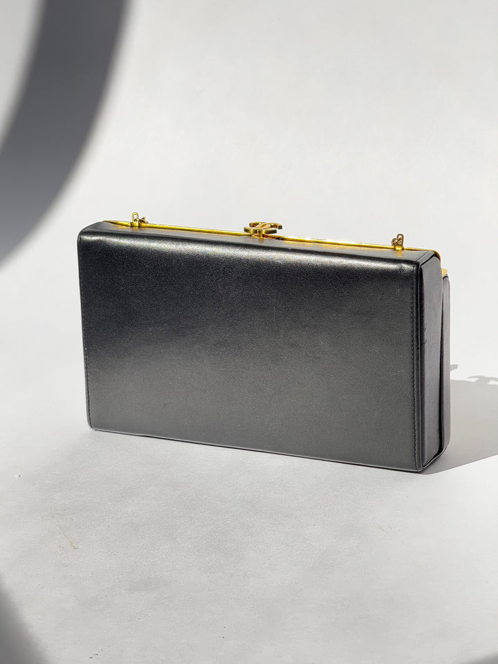 Chanel 19A Egypt Gold Lambskin Minaudiere Crossbody Black Gold 2019