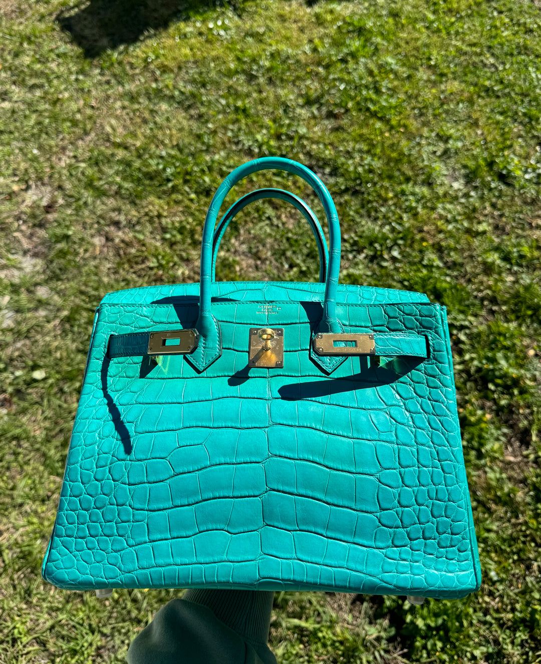 Hermes Matte Croc Blue Paon Birkin 30