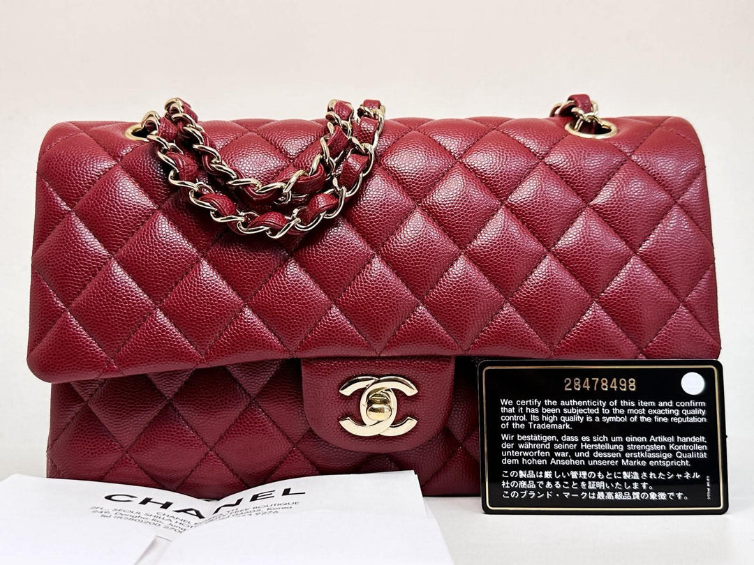Chanel Classic Medium Double Flap Burgundy Caviar Gold Hardware 2019