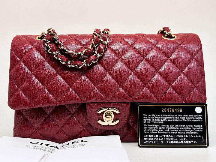 Chanel Classic Medium Double Flap Burgundy Caviar Gold Hardware 2019