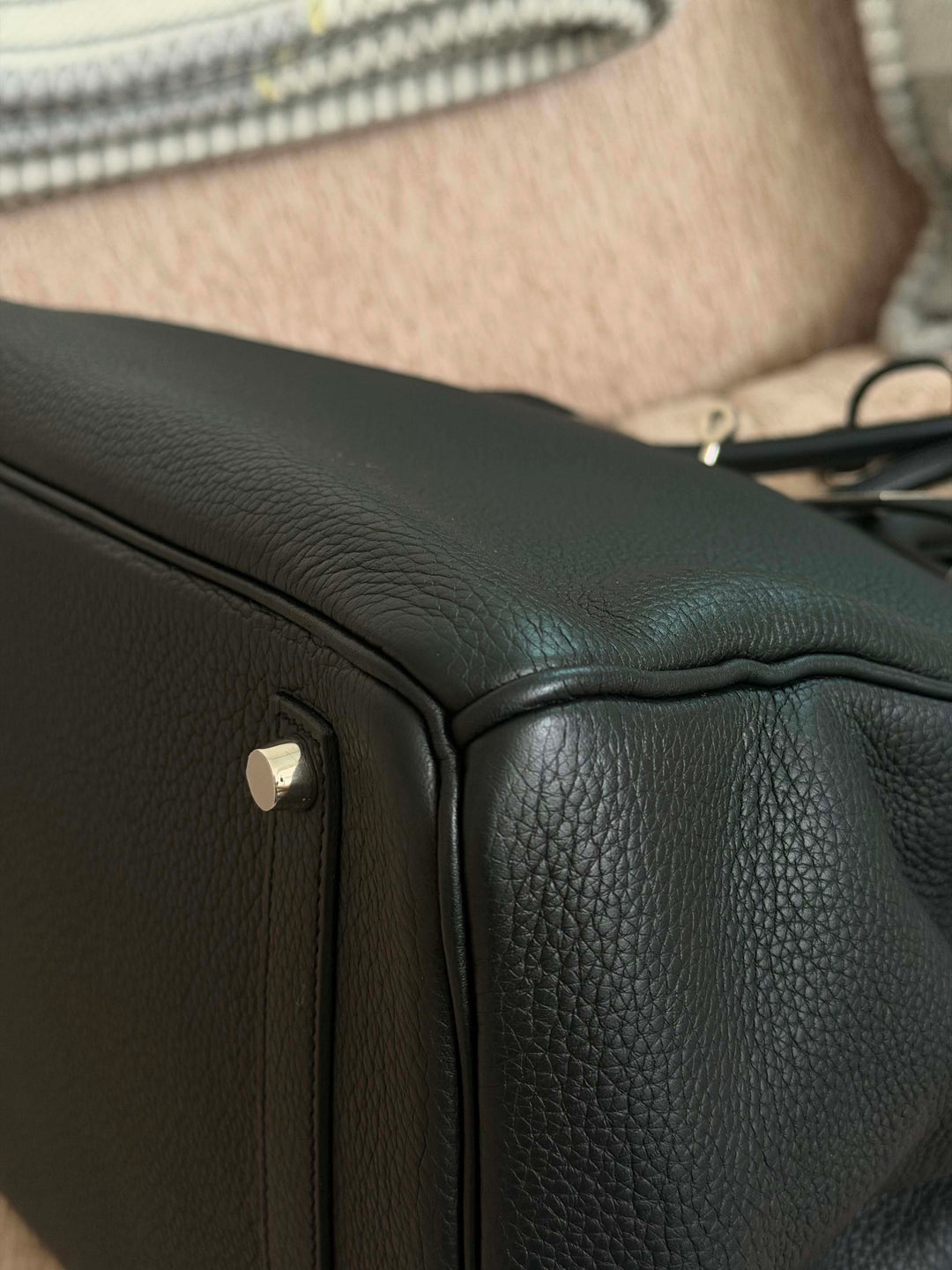 Hermès Birkin 35 Black Brushed Silver Hardware 2015