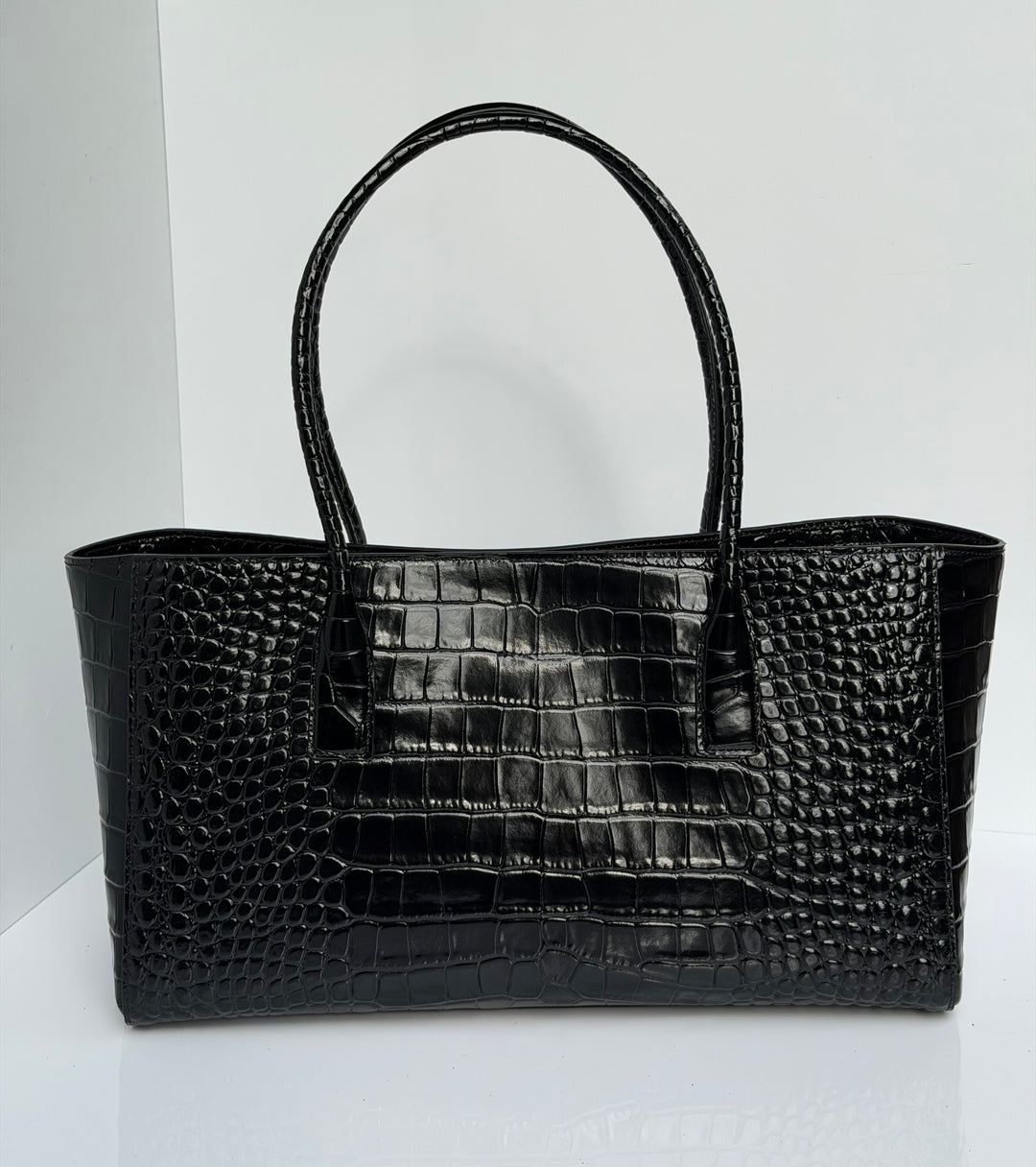 Chanel Small Shopping Bag Crocodile Embossed Calfskin Black 2026