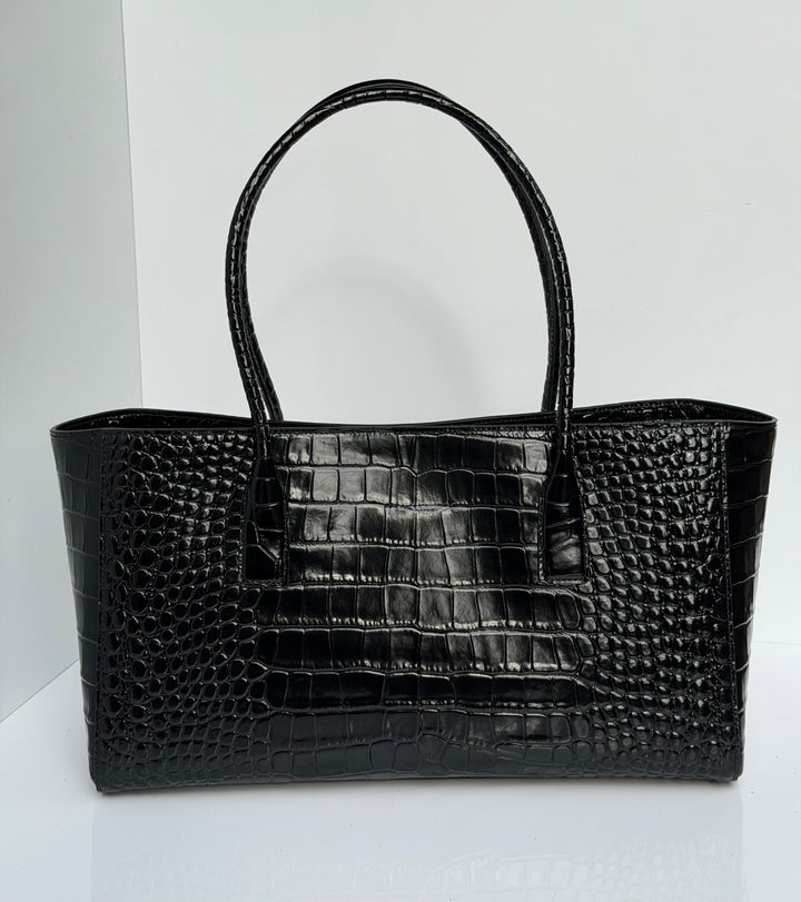 Chanel Small Shopping Bag Crocodile Embossed Calfskin Black 2026