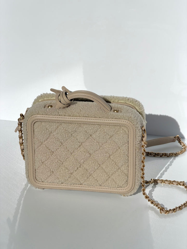 Chanel Small Nude Filigree Shearling Vanity Case