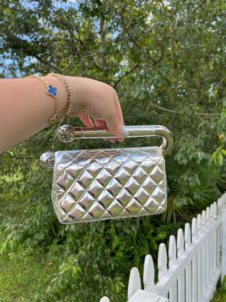 Chanel Around The World Silver Clutch Bag