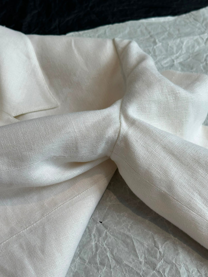 Chanel CC Logo White Linen Runway Jacket 1995