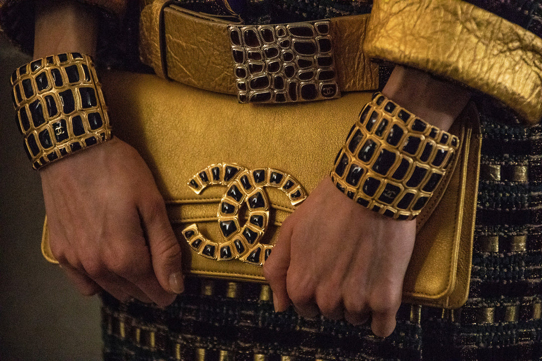 Chanel 19A Gold Egyptian CC Clutch