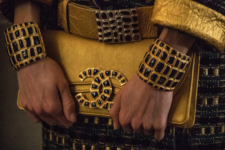 Chanel 19A Gold Egyptian CC Clutch