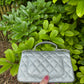 Chanel 21S Mini Metallic Silver Caviar Top Handle