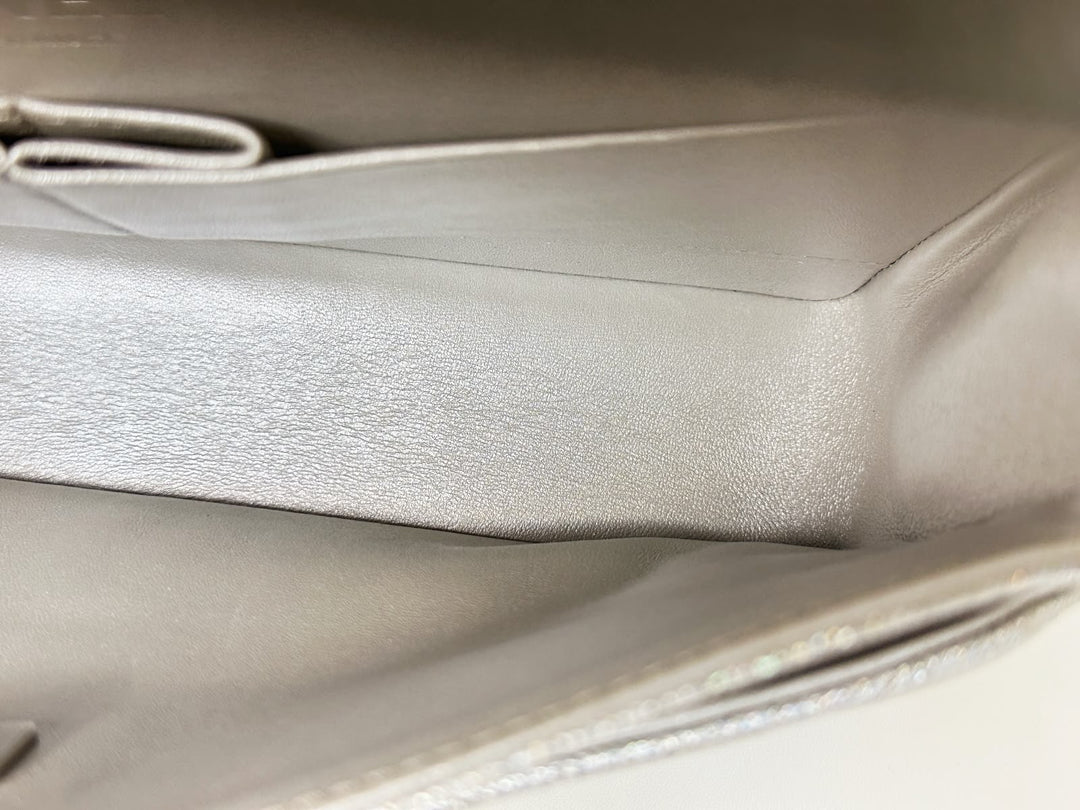 Chanel 21K Medium Flap Bag Silver Metallic Caviar Leather Silver Tone Hardware 2021