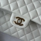 Chanel 22S Snow White Medium Caviar Double Flap Bag