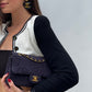 Chanel 1997 Medium 24K Navy Camellia Classic Flap Bag