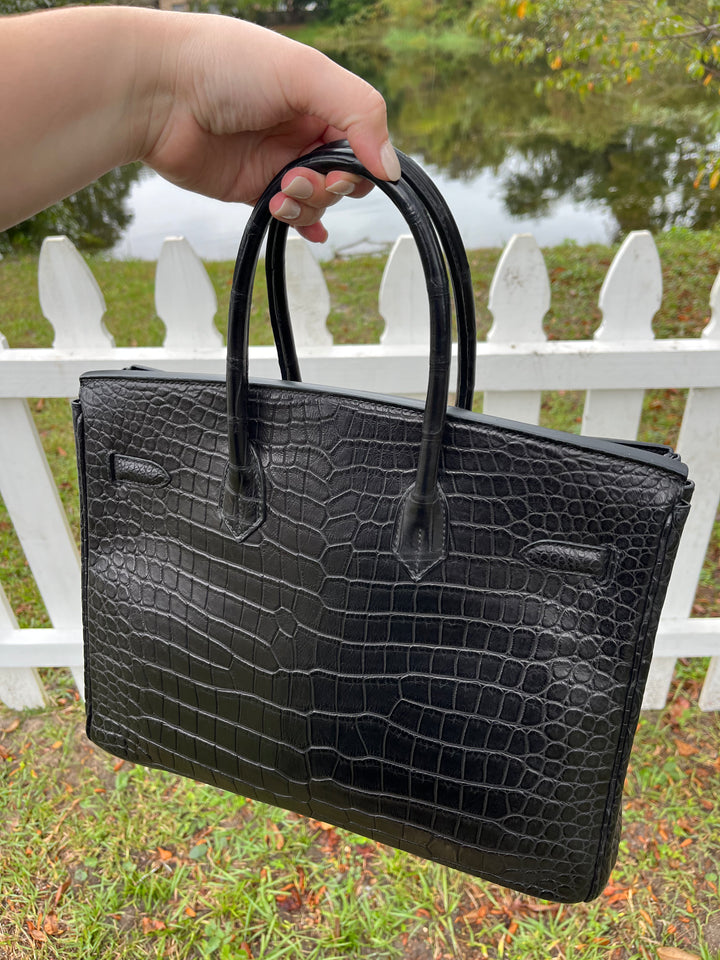 Hermes Black Matte Croc Birkin 35 GHW