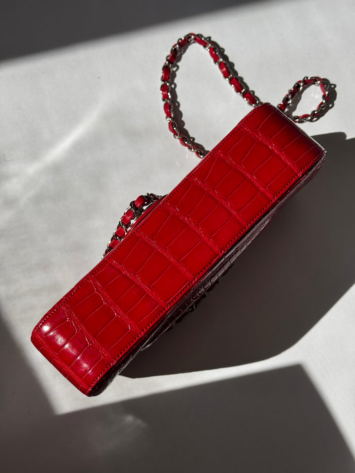 Chanel Red Alligator Medium Classic Flap Bag