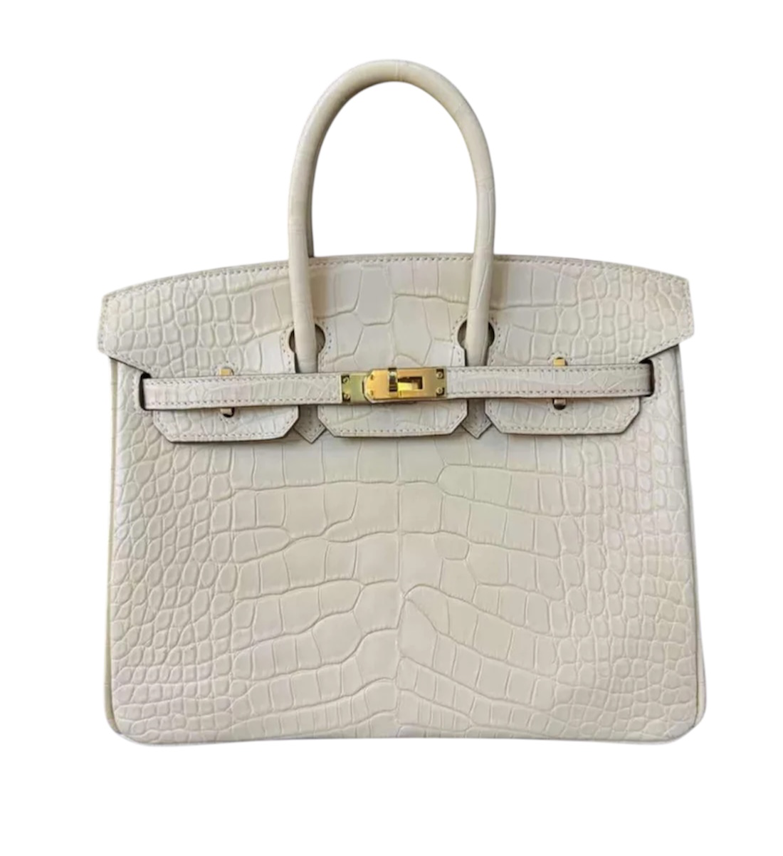 Hermes Matte Crocodile Vanille Birkin 25 GHW