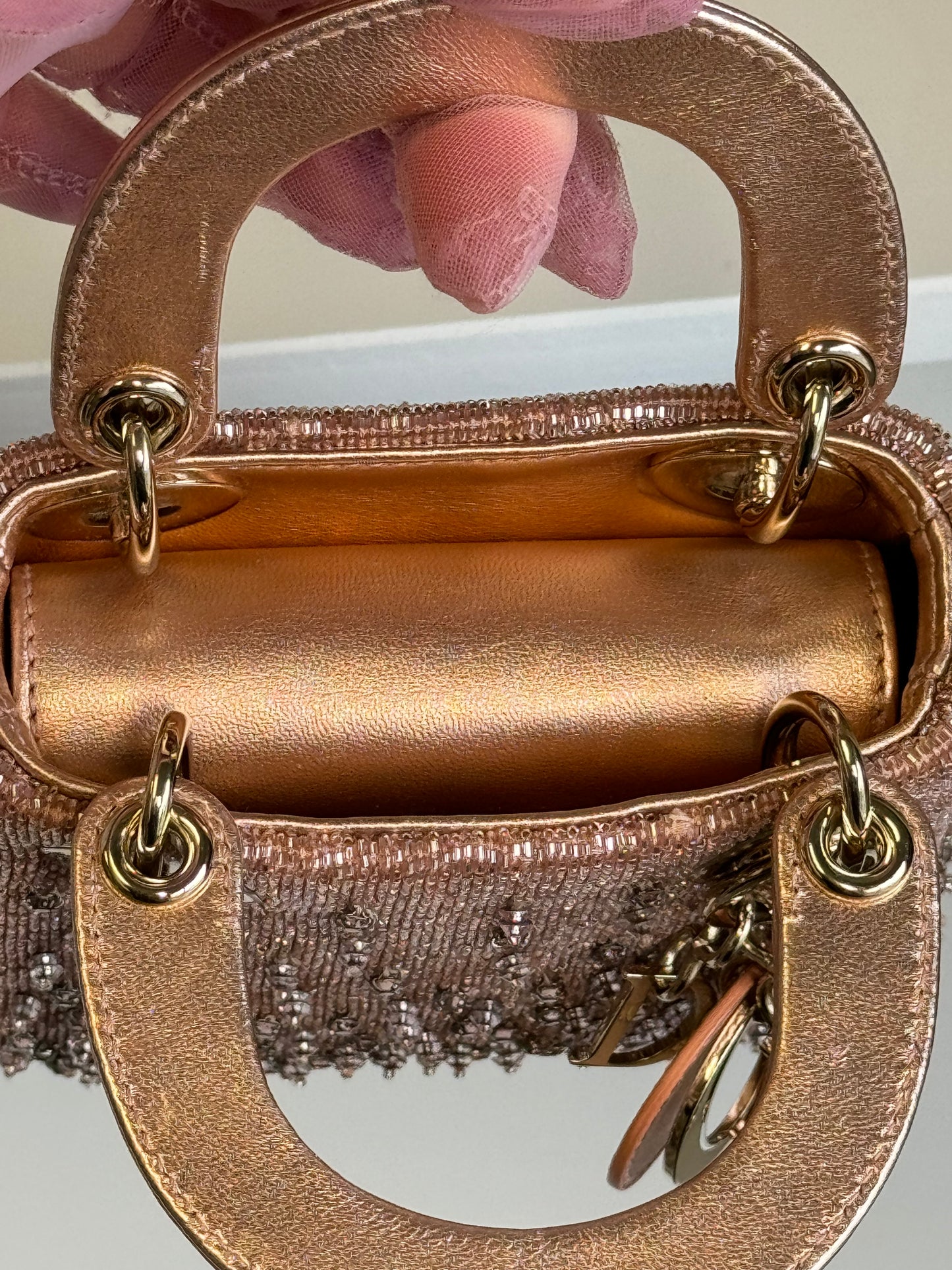 2022 Satin Rose Champagne Micro Beaded Lady Dior