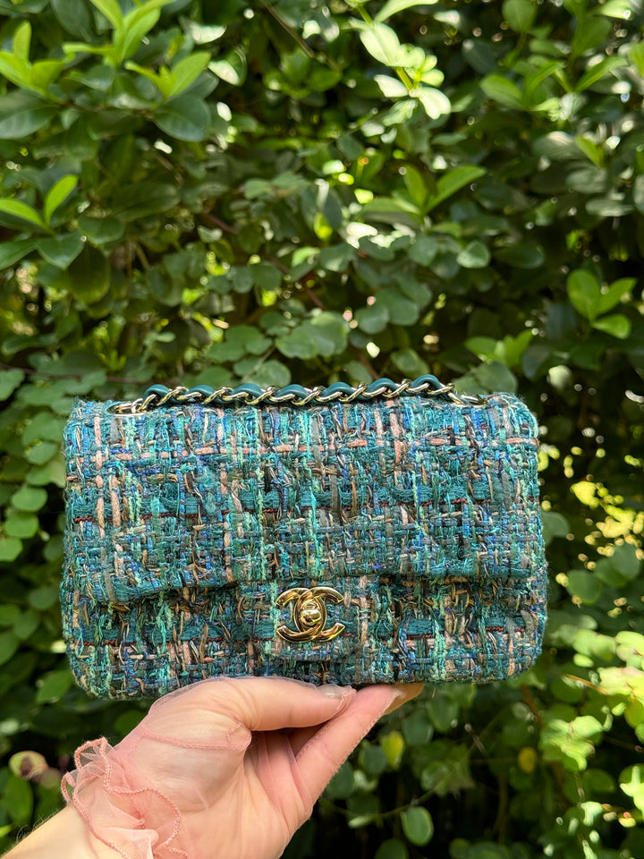 Chanel 19A Blue Egypt Tweed Mini Flap
