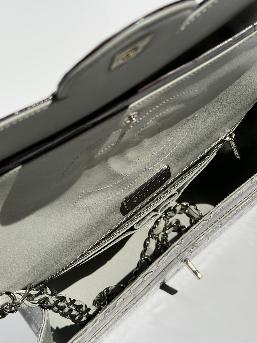 Chanel Jumbo Flap Grey & Black Ombre Alligator Silver Hardware 2015