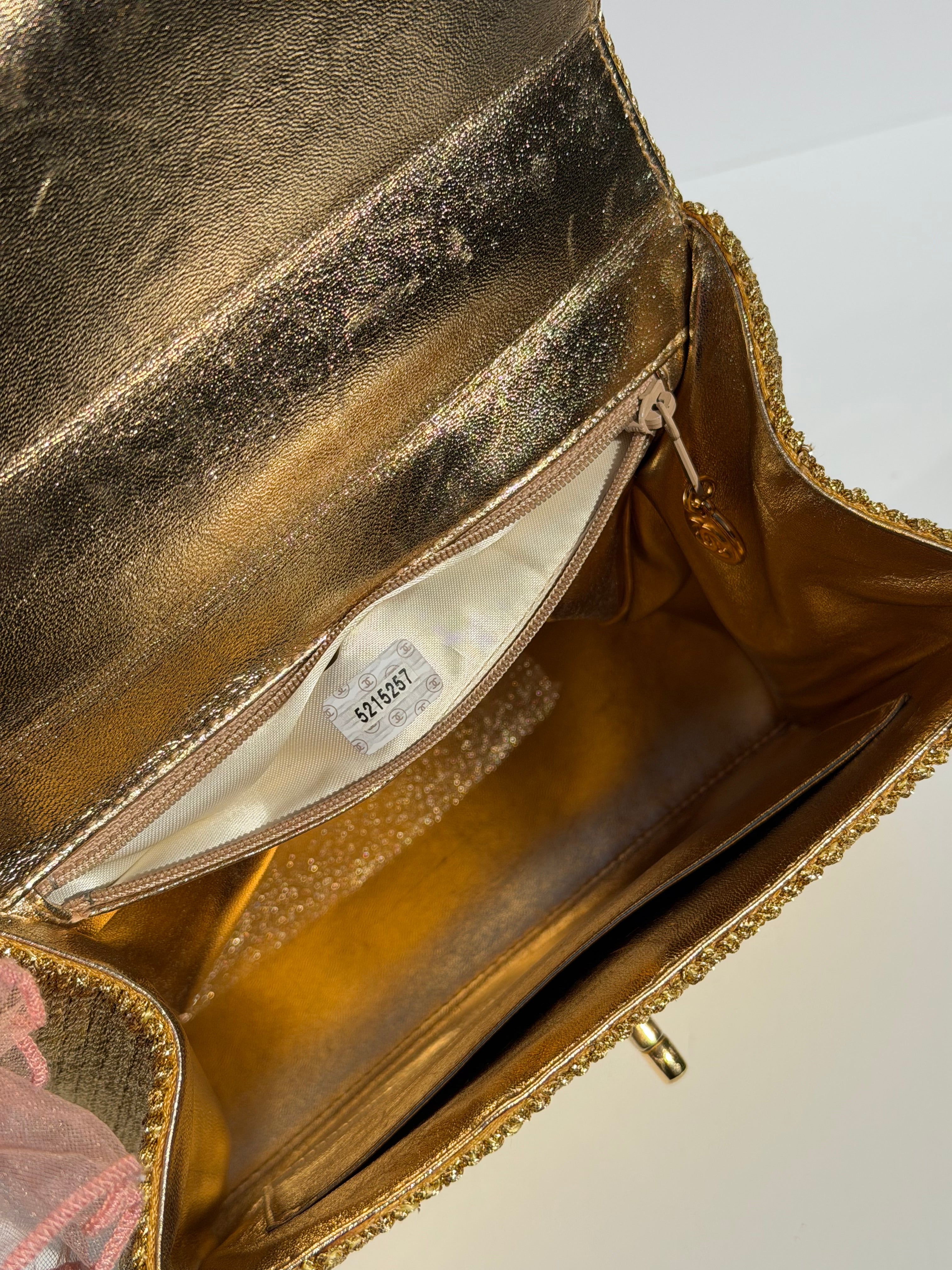 Chanel Gold Silk Rope Shoulder Bag 24K Plated Gold Hardware 1997