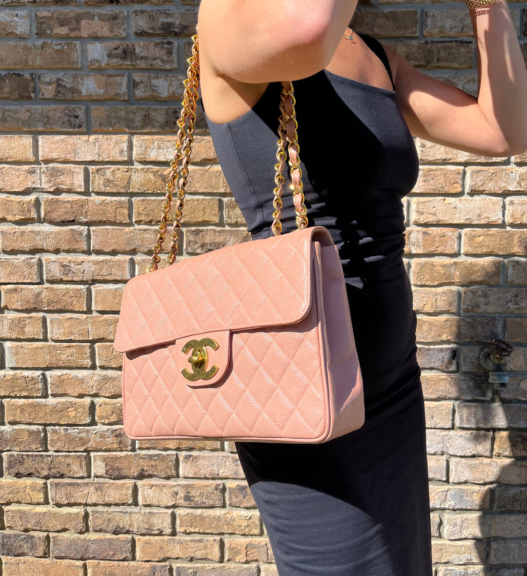Chanel RARE Vintage Sakura Pink Caviar Jumbo