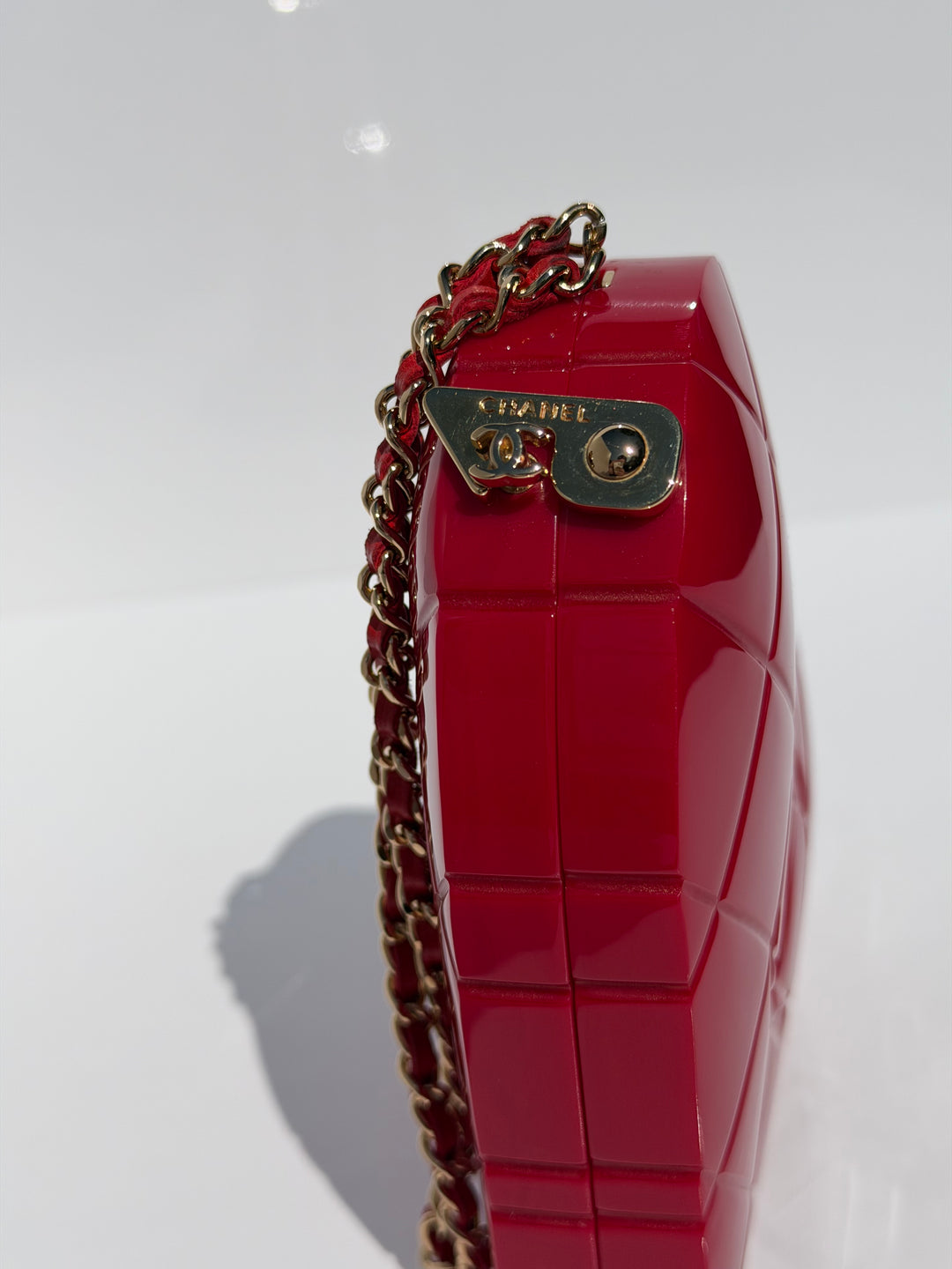 Chanel Heart Minaudiere Lucite Red Gold Hardware 2002