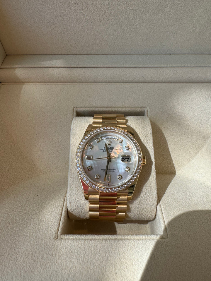 Rolex Day-Date 36mm Yellow Gold MOP Diamond Watch