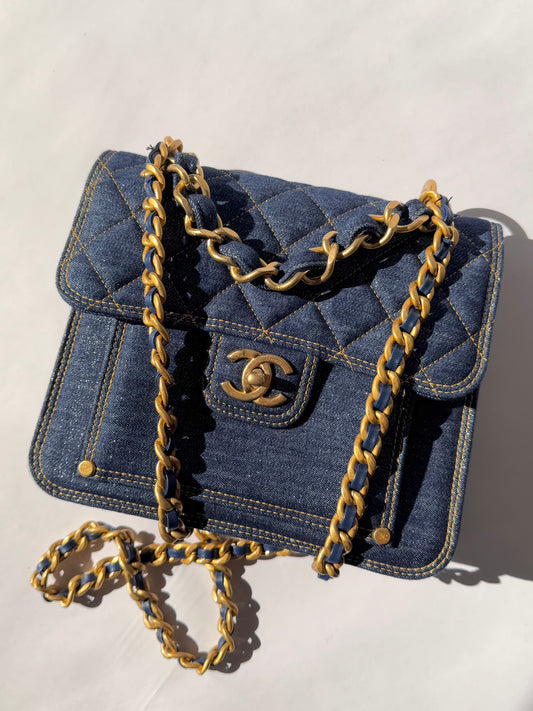 Chanel 23A Blue Denim Double You Crossbody