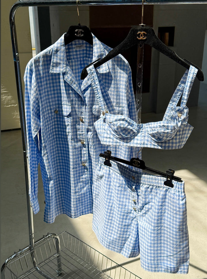Chanel Iconic Vintage 3 Piece Blue Striped Set