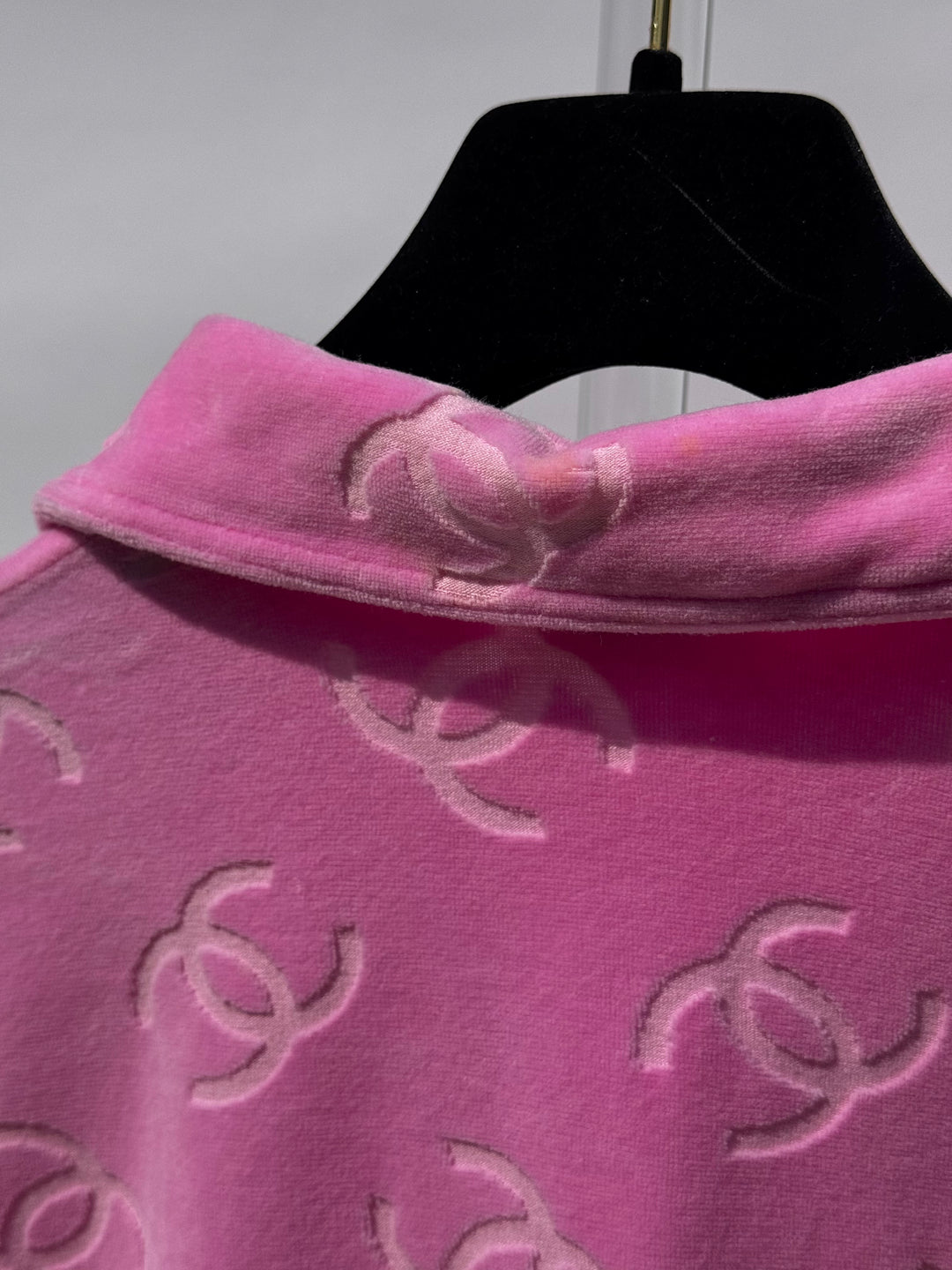Chanel Spring 1996 Pink Velour CC Button Top X EstherandSasha
