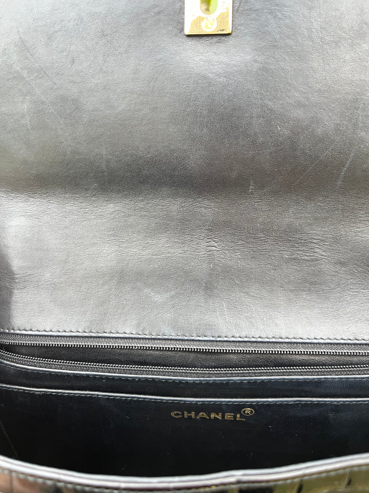 Chanel Vintage Large Crocodile Top Handle Flap Bag