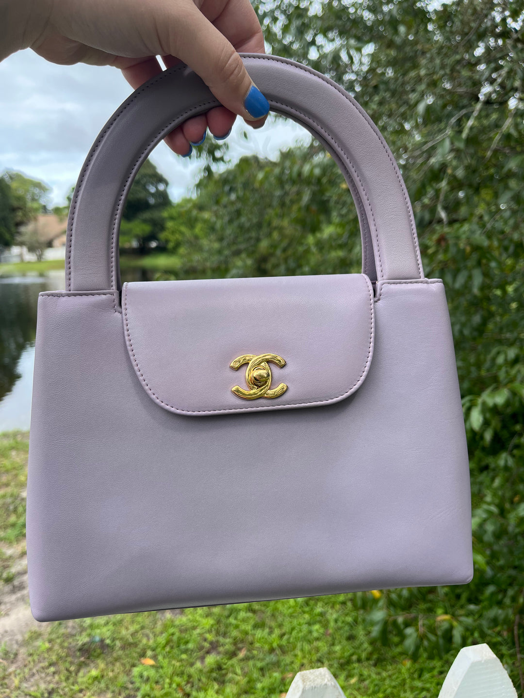 Chanel Vintage Medium Lilac  Lambskin Kelly Top Handle
