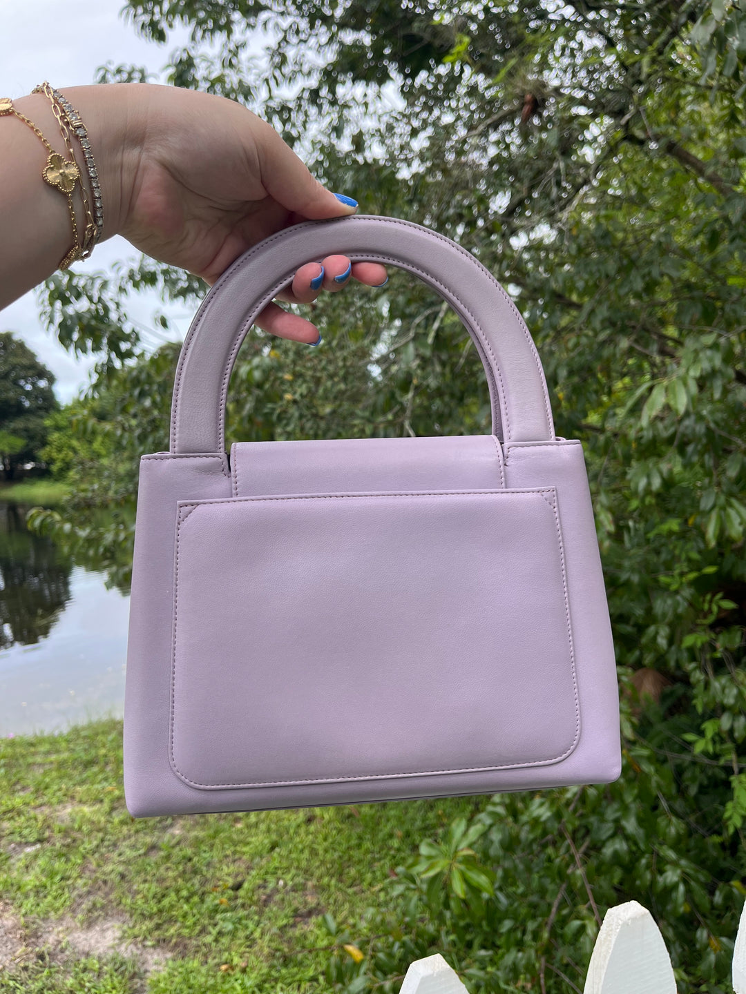 Chanel Vintage Medium Lilac  Lambskin Kelly Top Handle