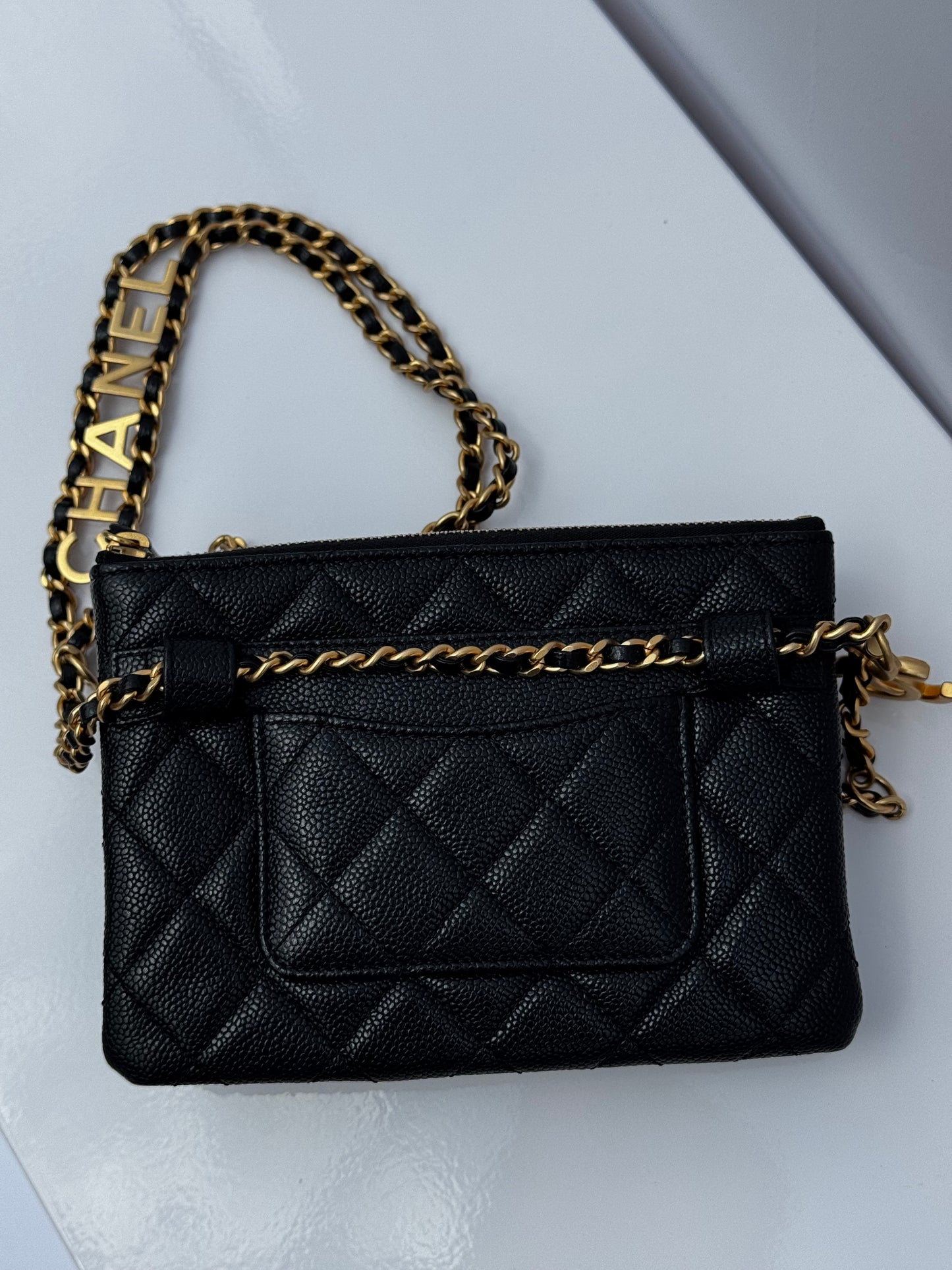 Chanel Black Shiny Caviar Pick Me Up Belt Bag