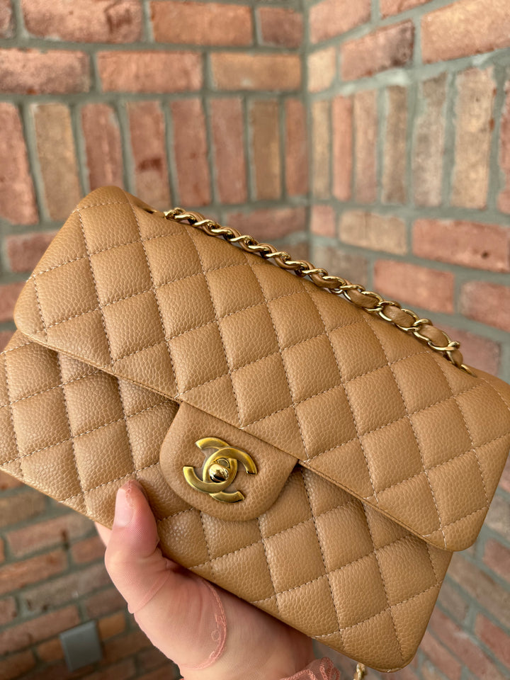 Chanel 18S Small Dark Beige Caviar Double Flap