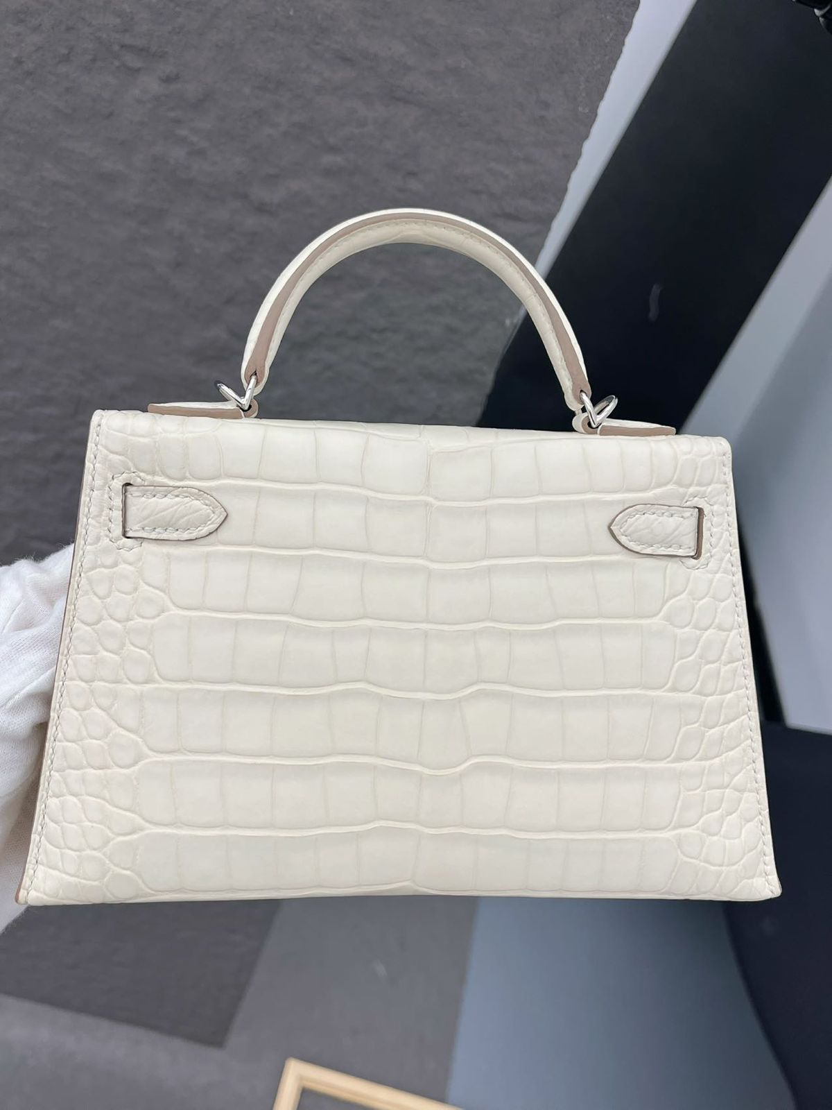 Hermes Mini Sellier Nata Boreal Satin Matte Alligator Kelly 20