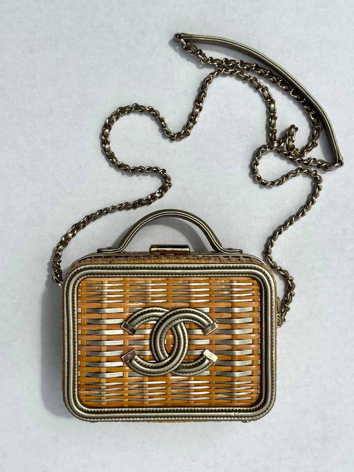 Chanel 2019 Small Gold Wicker Vanity